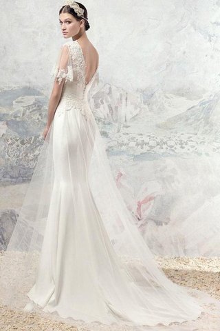 Robe de mariée delicat de traîne courte cordon avec chiffon textile en tulle