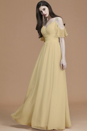 Robe demoiselle d'honneur naturel jusqu'au sol manche nulle de lotus ligne a