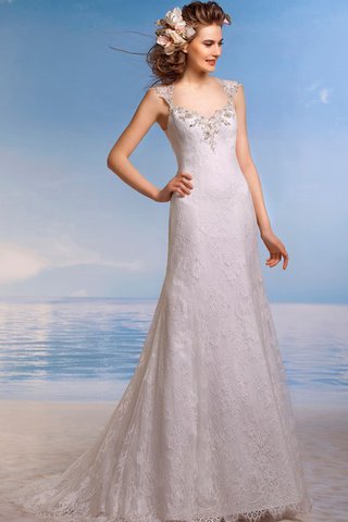 Robe de mariée longue manche nulle en plage trou de serrure avec perle