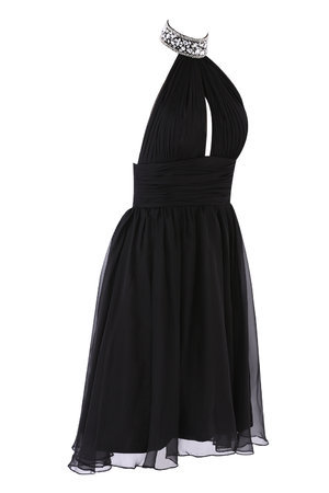 Robe de cocktail facile manche nulle a-ligne en chiffon avec cristal