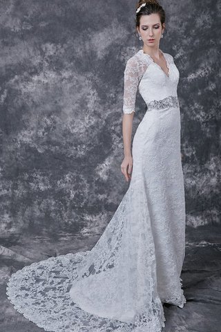 Robe de mariée elégant charmeuse de traîne courte manche nulle avec manche 1/2