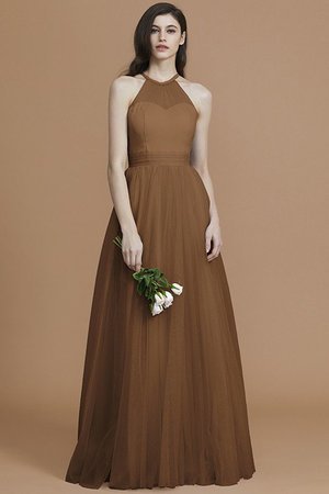 Robe demoiselle d'honneur naturel jusqu'au sol textile en tulle de lotus de dos nu