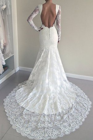 Robe de mariée naturel de traîne moyenne de sirène avec manche longue