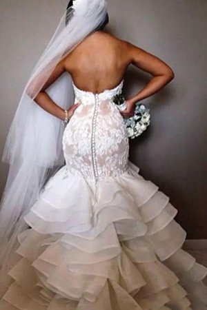 Robe de mariée de traîne mi-longue de sirène mode manche nulle naturel