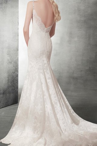 Robe de mariée naturel bandouliere spaghetti de sirène v encolure en dentelle