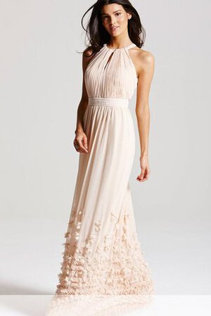 Robe demoiselle d'honneur longue bustier de plissé avec fleurs de col haut