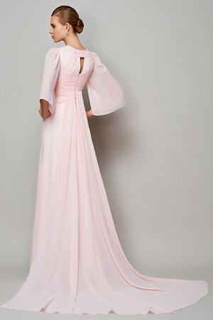 Robe mère de mariée longue elevé de traîne courte avec chiffon avec manche 1/2