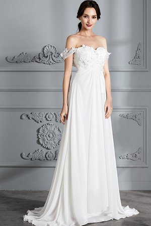 Robe de mariée naturel avec chiffon de princesse d'epaule ajourée manche nulle