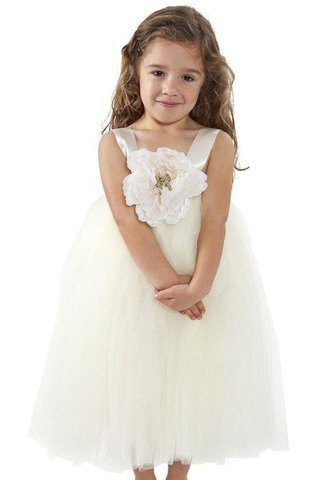 Robe cortège fille plissage en tulle avec fleurs de mode de bal de tour de ceinture en haute