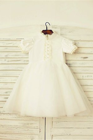 Robe cortège fille naturel de princesse avec manche courte fermeutre eclair ligne a