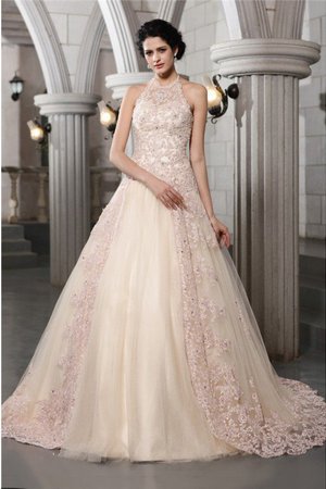 Robe de mariée cordon de traîne mi-longue a-ligne avec perle avec sans manches