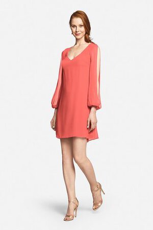 Robe demoiselle d'honneur courte longue manche nulle avec chiffon de col en v