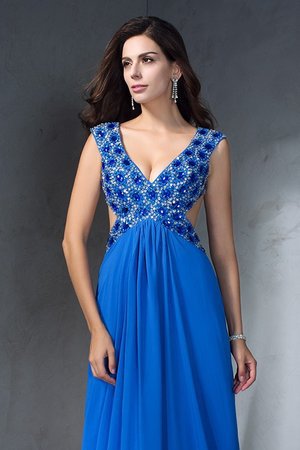 Robe de bal longue v encolure avec chiffon avec sans manches de traîne courte