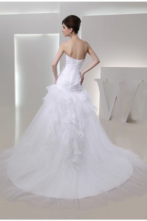 Robe de mariée en organza avec fronce cordon de sirène de traîne mi-longue