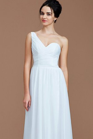 Robe demoiselle d'honneur naturel avec zip d'épaule asymétrique ruché ligne a