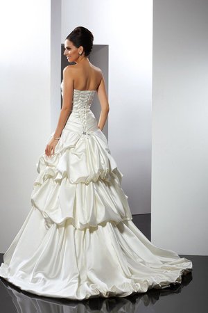 Robe de mariée longue col en forme de cœur cordon en satin manche nulle