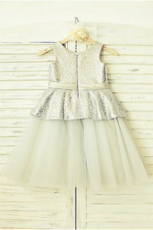 Robe cortège fille pailleté avec zip en tulle encolure ronde de princesse