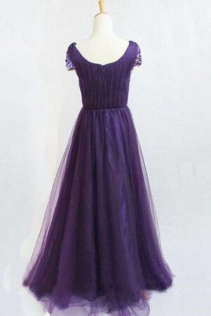 Robe de bal modeste distinguee encolure ronde en tulle avec manche courte