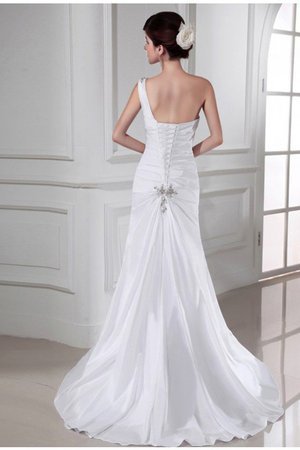 Robe de mariée longue avec lacets en satin de sirène d'épaule asymétrique