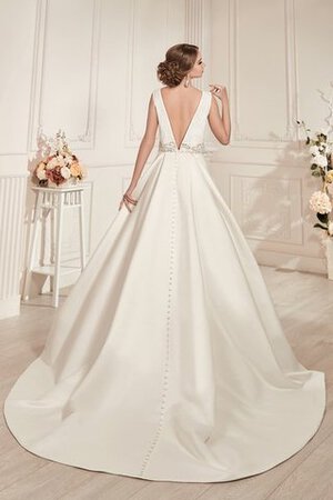 Robe de mariée classique longueur au ras du sol avec perle avec sans manches encolure ronde