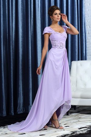 Robe mère de mariée manche nulle ligne a asymétrique haut bas avec chiffon