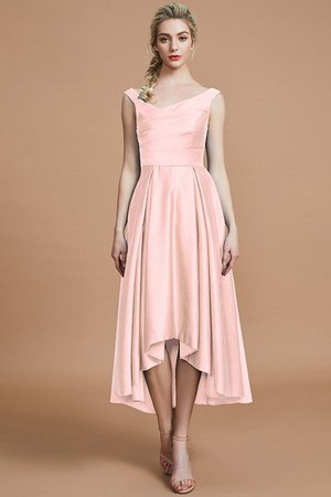 Robe demoiselle d'honneur naturel ligne a de princesse en satin avec sans manches