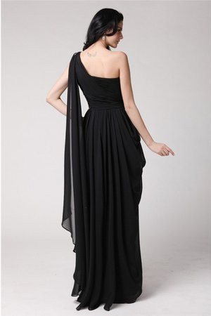 Robe de bal naturel manche nulle d'épaule asymétrique avec chiffon jusqu'au sol