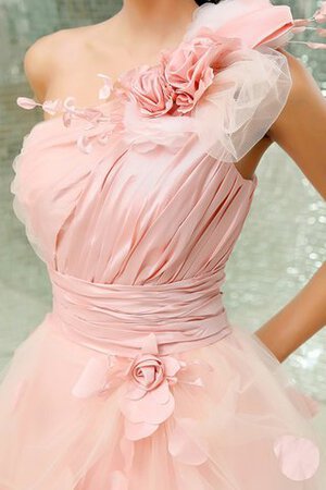 Robe de quinceanera d'épaule asymétrique textile en tulle a-ligne de mode de bal avec fleurs