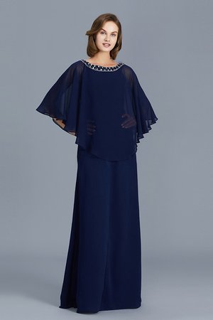 Robe mère de mariée avec manche longue en chiffon col u profond accrocheur avec perle