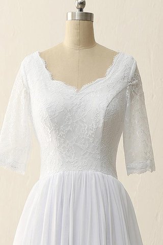 Robe de mariée de traîne courte en satin avec chiffon textile en tulle avec manche 1/2