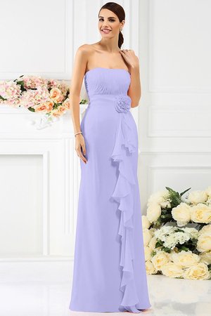 Robe demoiselle d'honneur longue avec chiffon avec fleurs fermeutre eclair en forme