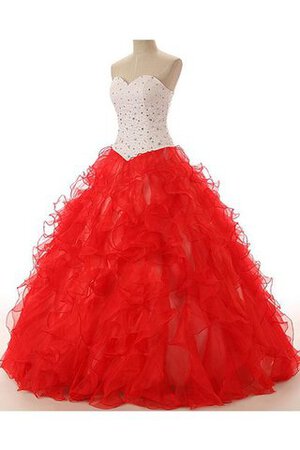 Robe de quinceanera naturel textile en tulle de col en cœur avec perle en satin