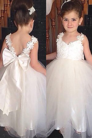 Robe cortège fille naturel de mode de bal en tulle manche nulle de col en cœur