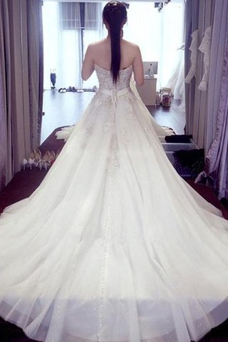 Robe de mariée de mode de bal dos nu decoration en fleur avec perle textile en tulle