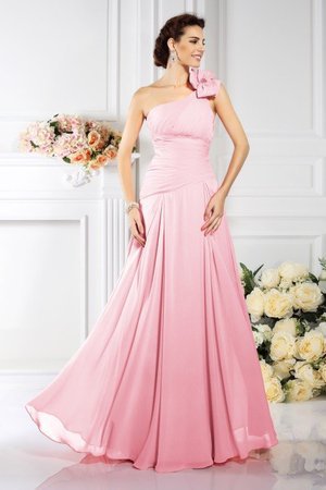 Robe demoiselle d'honneur plissage avec fronce manche nulle avec chiffon a-ligne