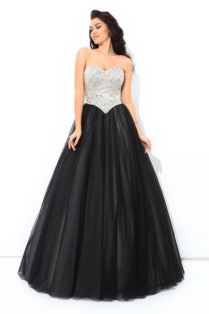 Robe de quinceanera longue naturel avec sans manches jusqu'au sol avec zip