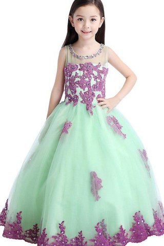 Robe cortège fille naturel decoration en fleur ligne a textile en tulle trou serre