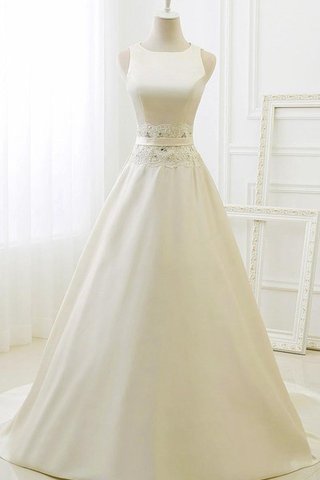 Robe de mariée de mode de bal en organza encolure ronde en dentelle ligne a