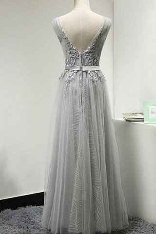 Robe demoiselle d'honneur plissé romantique ceinture en étoffe jusqu'au sol de col en v