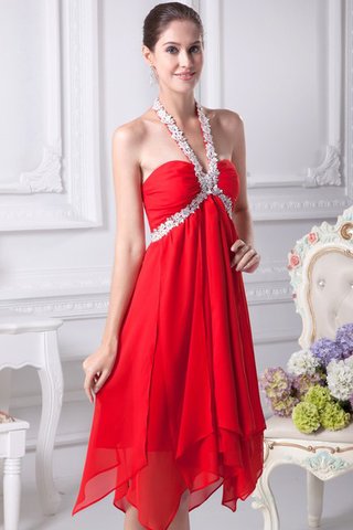 Robe de cocktail de tour de ceinture empire dénudé col en forme de cœur avec chiffon