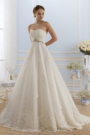 Robe de mariée distinguee col en forme de cœur ligne a de bustier cordon