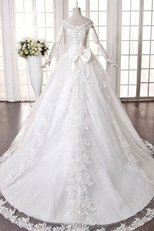 Robe de mariée naturel sans dos brodé en dentelle de sirène