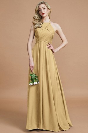 Robe demoiselle d'honneur naturel de princesse ruché avec sans manches jusqu'au sol