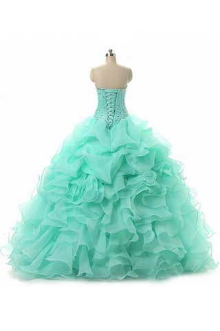 Robe de quinceanera a-ligne en organza avec broderie avec gradins avec lacets