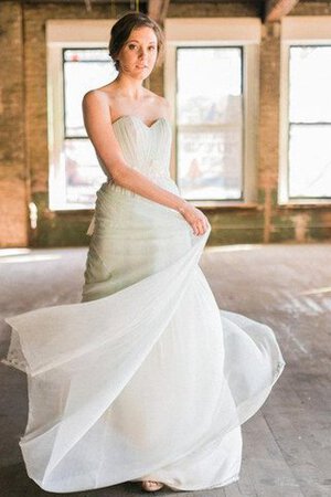 Robe de mariée naturel col en forme de cœur ligne a en chiffon longueur au ras du sol