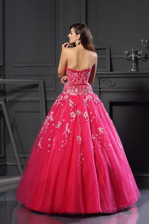 Robe de quinceanera naturel longue appliques col en forme de cœur manche nulle