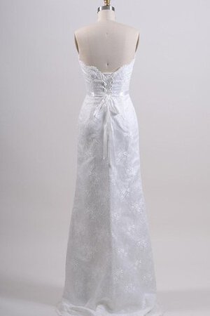 Robe de mariée plissé naturel col en forme de cœur cordon avec décoration dentelle