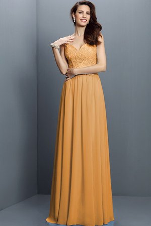 Robe demoiselle d'honneur longue a-ligne fermeutre eclair de col en v jusqu'au sol