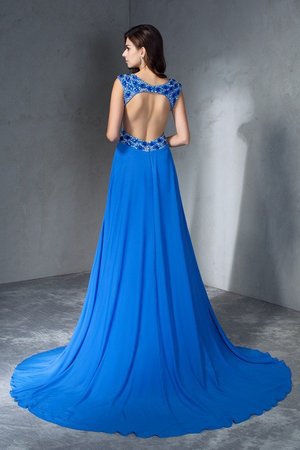 Robe de bal longue v encolure avec chiffon avec sans manches de traîne courte