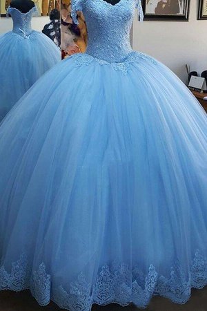 Robe de bal de mode de bal en tulle fantastique manche nulle avec décoration dentelle